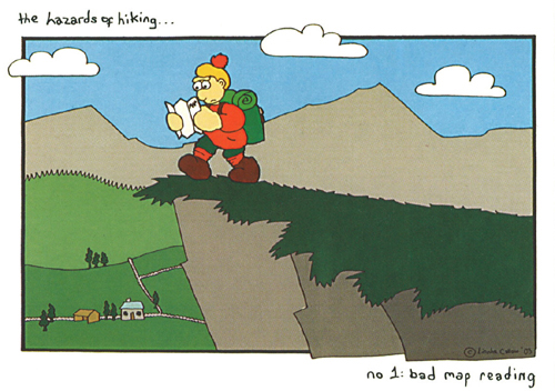 The hazards of hiking...No.1: Bad Map Reading A5 Greetings Cards